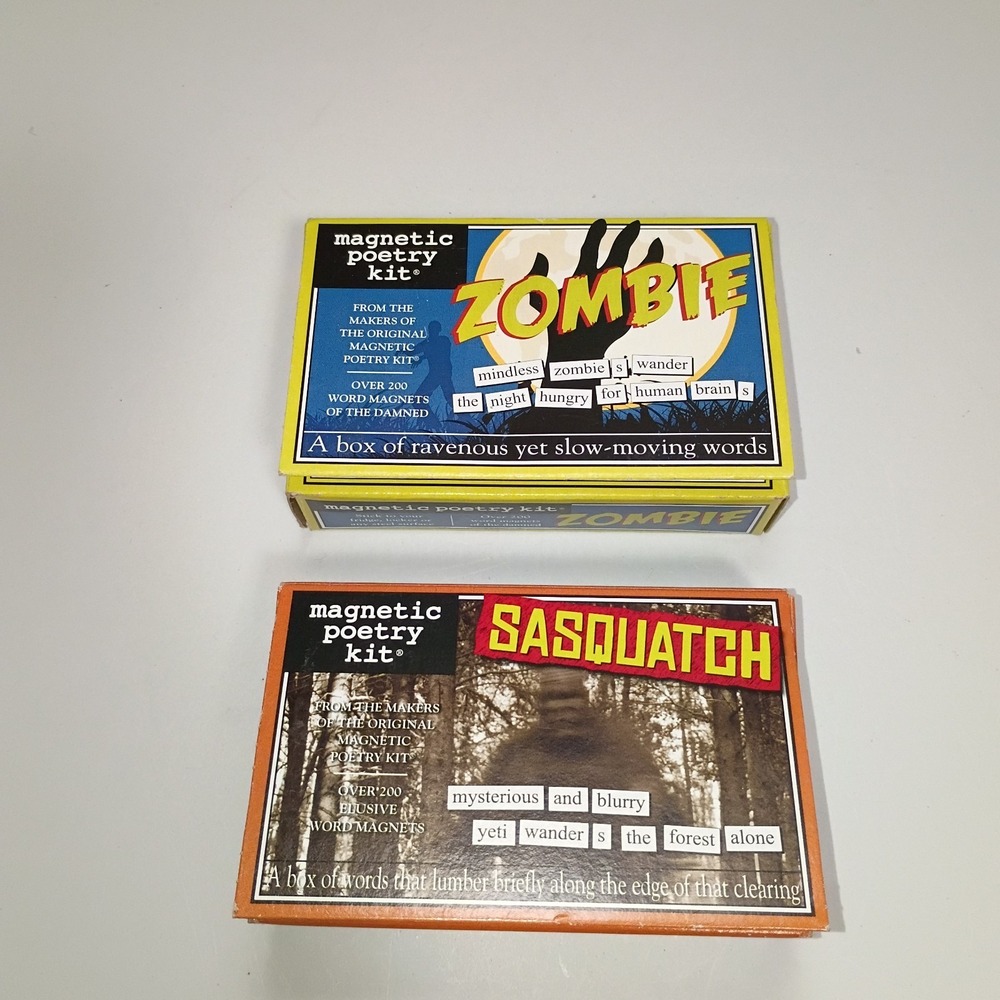 Magnetic Poetry Kit Lot 2 Zombie & Sasquatch Bigfoot Game Refrigerator NEW